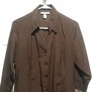 Dressbarn brown half-sleeved dress shirt